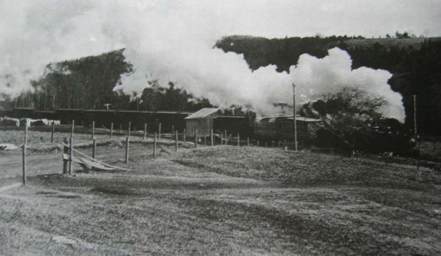 Passing the Wentzell Lake Station (about 1930), photo from Lana Veinotte 