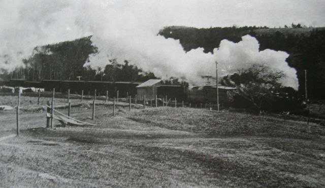 Passing the Wentzell Lake Station (about 1930), photo from Lana Veinotte
