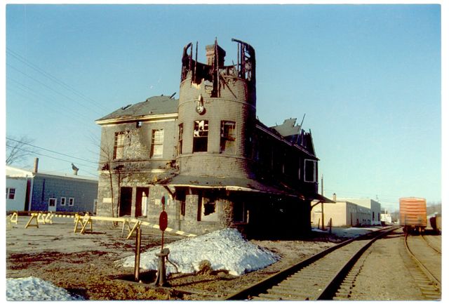 The Bridgewater Train Station after the fire, photo from Duane Porter (HSRM) 