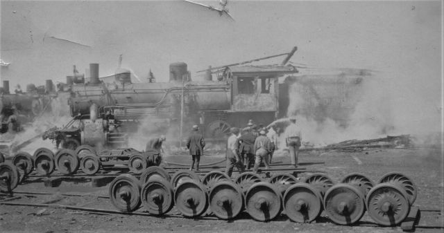 Bridgewater Train Yard on fire, photo from Duane Porter (HSRM) 